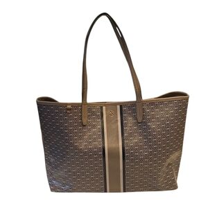 Tory Burch Tan And Navy Tote Bag